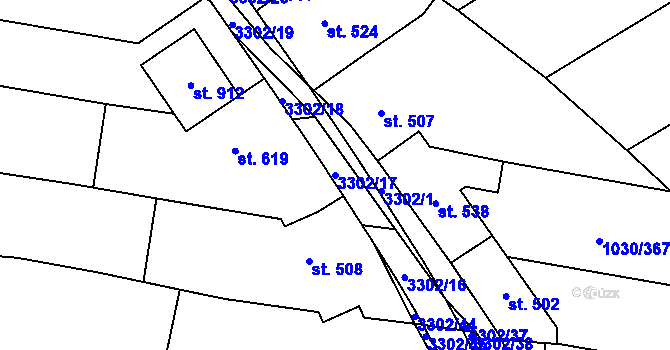 Parcela st. 3302/17 v KÚ Topolná, Katastrální mapa