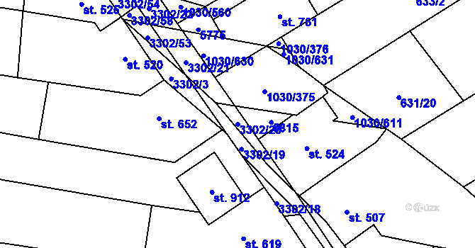 Parcela st. 3302/20 v KÚ Topolná, Katastrální mapa