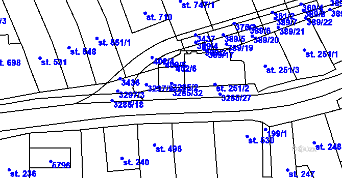 Parcela st. 3285/32 v KÚ Topolná, Katastrální mapa