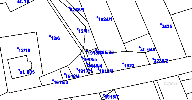 Parcela st. 3285/33 v KÚ Topolná, Katastrální mapa