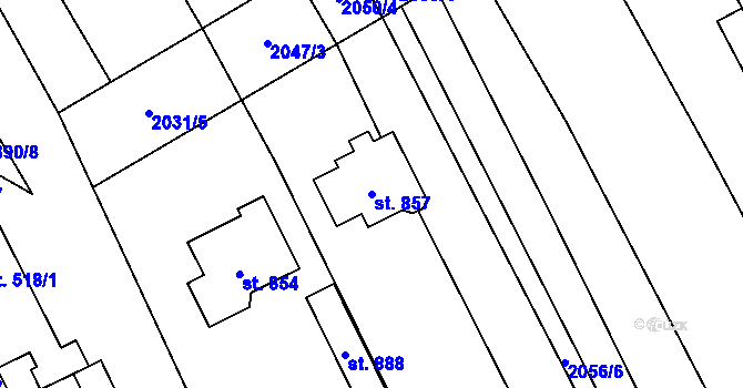 Parcela st. 857 v KÚ Topolná, Katastrální mapa