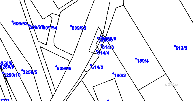 Parcela st. 614/4 v KÚ Topolná, Katastrální mapa