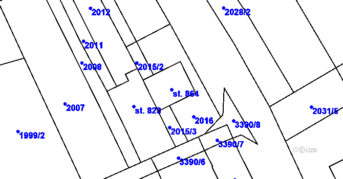 Parcela st. 864 v KÚ Topolná, Katastrální mapa
