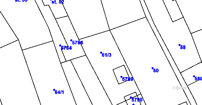 Parcela st. 61/3 v KÚ Topolná, Katastrální mapa