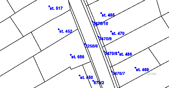 Parcela st. 3250/6 v KÚ Topolná, Katastrální mapa