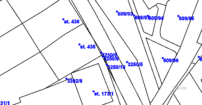 Parcela st. 3250/8 v KÚ Topolná, Katastrální mapa