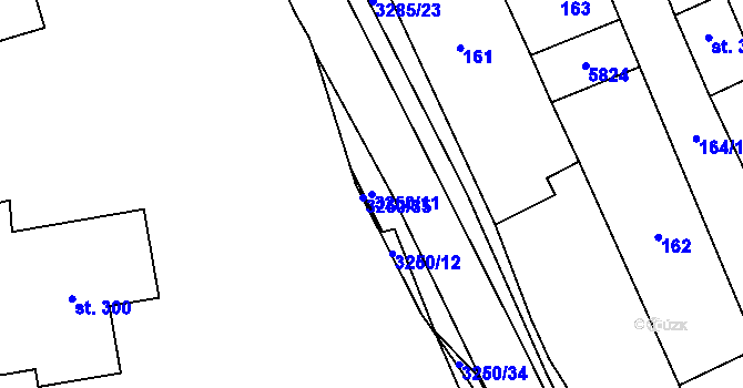 Parcela st. 3250/11 v KÚ Topolná, Katastrální mapa
