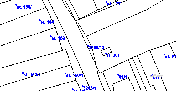 Parcela st. 3250/13 v KÚ Topolná, Katastrální mapa