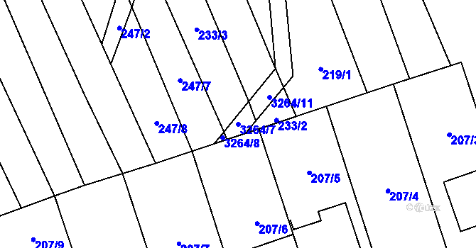 Parcela st. 3264/7 v KÚ Topolná, Katastrální mapa