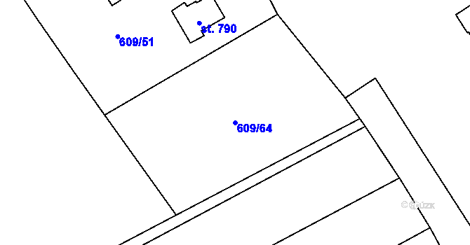 Parcela st. 609/64 v KÚ Topolná, Katastrální mapa