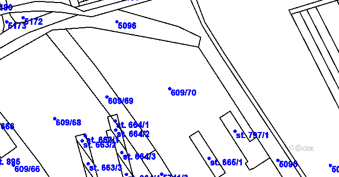 Parcela st. 609/70 v KÚ Topolná, Katastrální mapa