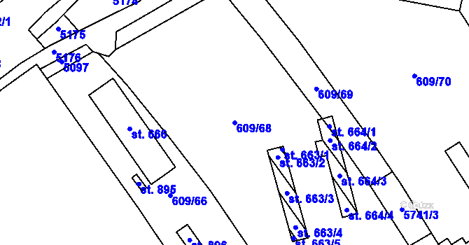 Parcela st. 609/68 v KÚ Topolná, Katastrální mapa