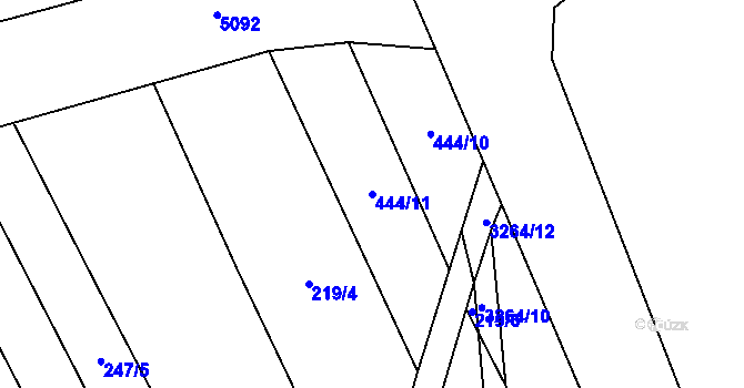 Parcela st. 444/11 v KÚ Topolná, Katastrální mapa