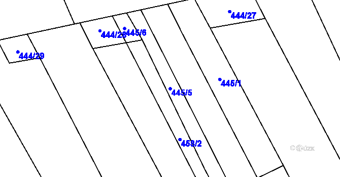 Parcela st. 445/5 v KÚ Topolná, Katastrální mapa