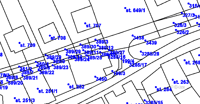 Parcela st. 389/26 v KÚ Topolná, Katastrální mapa