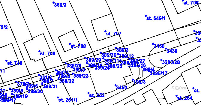 Parcela st. 389/30 v KÚ Topolná, Katastrální mapa