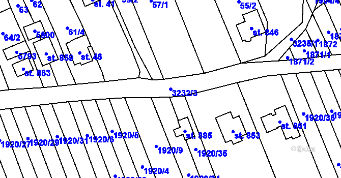 Parcela st. 3232/3 v KÚ Topolná, Katastrální mapa