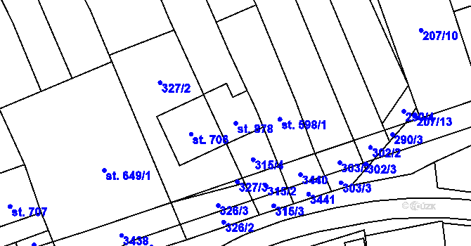 Parcela st. 878 v KÚ Topolná, Katastrální mapa