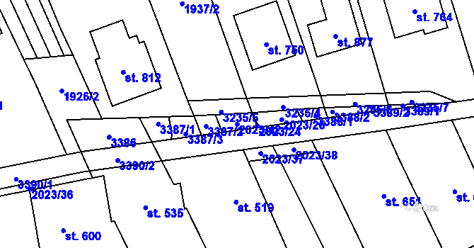 Parcela st. 2023/42 v KÚ Topolná, Katastrální mapa