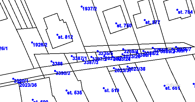 Parcela st. 3235/5 v KÚ Topolná, Katastrální mapa