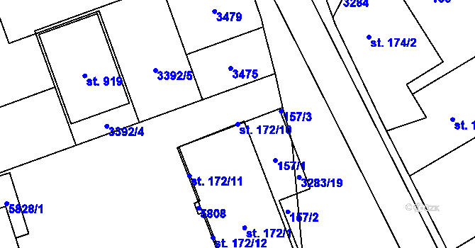 Parcela st. 172/10 v KÚ Topolná, Katastrální mapa