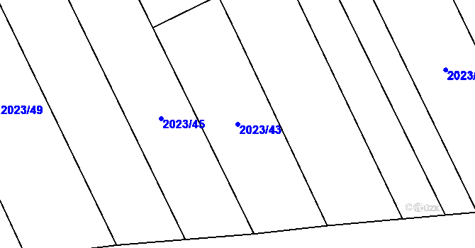 Parcela st. 2023/43 v KÚ Topolná, Katastrální mapa