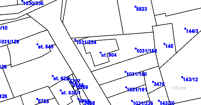 Parcela st. 904 v KÚ Topolná, Katastrální mapa
