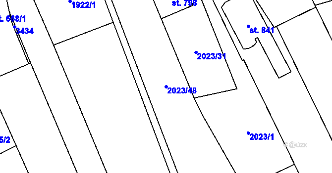 Parcela st. 2023/48 v KÚ Topolná, Katastrální mapa