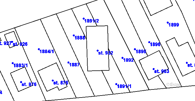 Parcela st. 932 v KÚ Topolná, Katastrální mapa