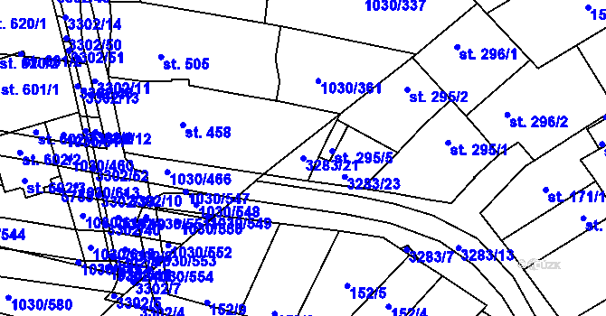 Parcela st. 3283/21 v KÚ Topolná, Katastrální mapa