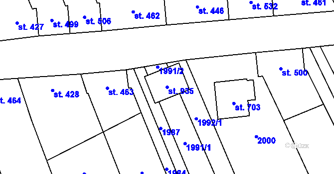 Parcela st. 935 v KÚ Topolná, Katastrální mapa