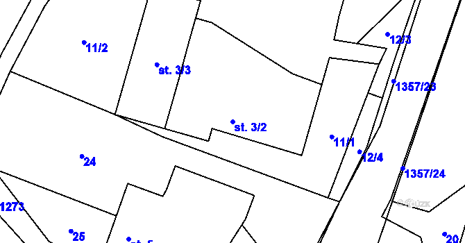 Parcela st. 3/2 v KÚ Tošovice, Katastrální mapa