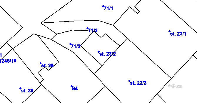 Parcela st. 23/2 v KÚ Tošovice, Katastrální mapa