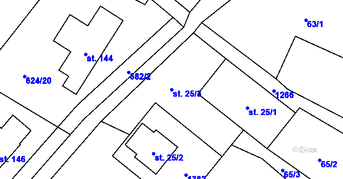 Parcela st. 25/3 v KÚ Tošovice, Katastrální mapa