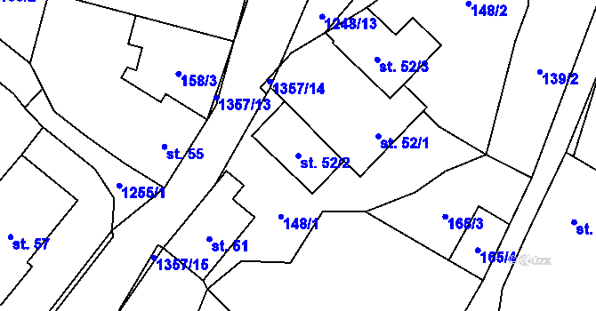 Parcela st. 52/2 v KÚ Tošovice, Katastrální mapa