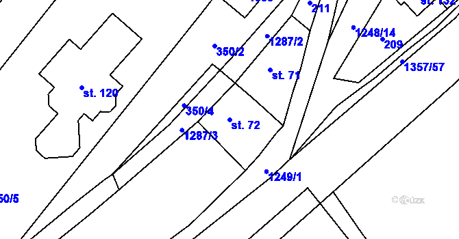 Parcela st. 72 v KÚ Tošovice, Katastrální mapa