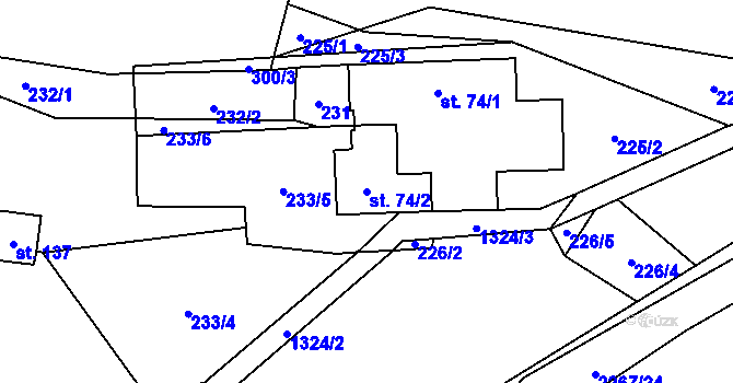 Parcela st. 74/2 v KÚ Tošovice, Katastrální mapa