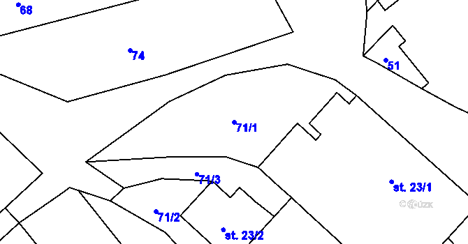 Parcela st. 71/1 v KÚ Tošovice, Katastrální mapa