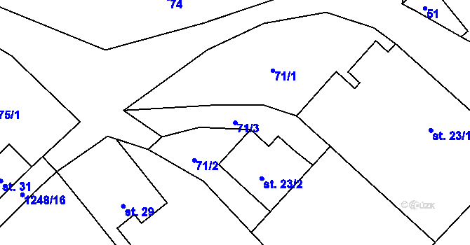 Parcela st. 71/3 v KÚ Tošovice, Katastrální mapa