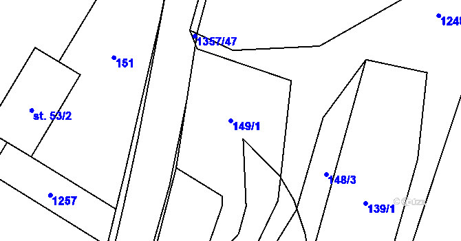 Parcela st. 149/1 v KÚ Tošovice, Katastrální mapa