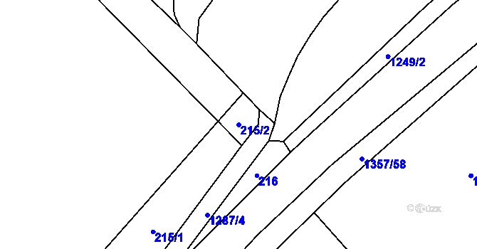 Parcela st. 215/2 v KÚ Tošovice, Katastrální mapa
