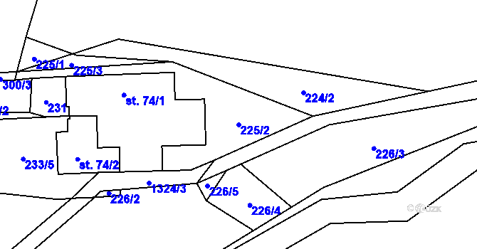 Parcela st. 225/2 v KÚ Tošovice, Katastrální mapa
