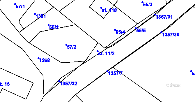 Parcela st. 11/2 v KÚ Tošovice, Katastrální mapa