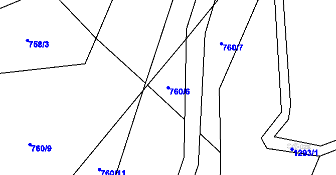 Parcela st. 760/6 v KÚ Tošovice, Katastrální mapa