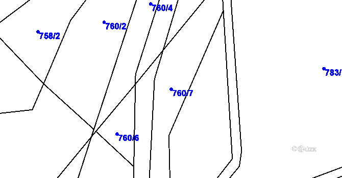 Parcela st. 760/7 v KÚ Tošovice, Katastrální mapa
