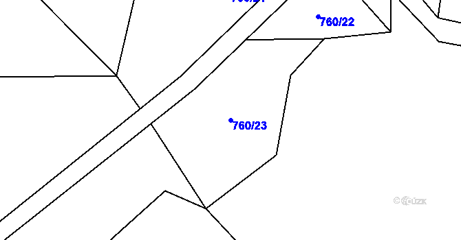 Parcela st. 760/23 v KÚ Tošovice, Katastrální mapa