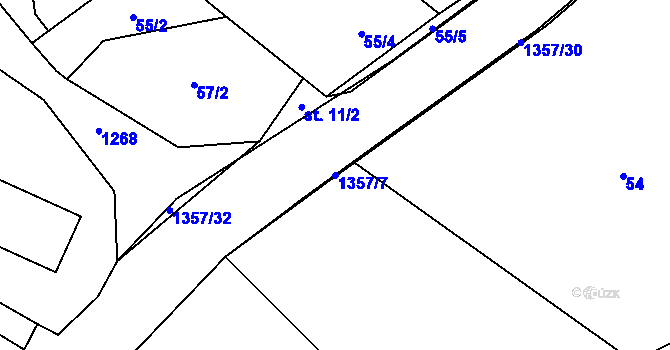 Parcela st. 1357/7 v KÚ Tošovice, Katastrální mapa