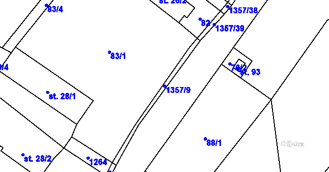 Parcela st. 1357/9 v KÚ Tošovice, Katastrální mapa