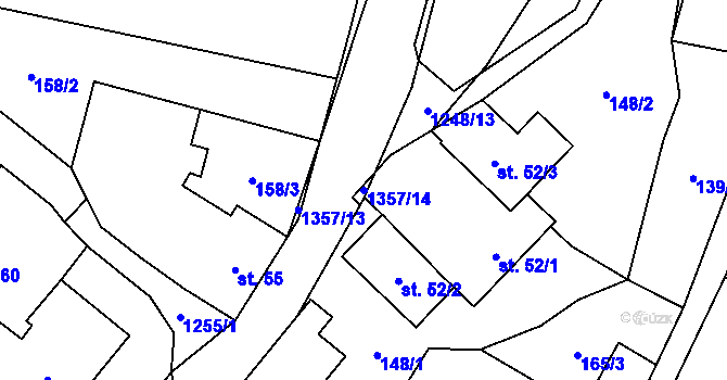 Parcela st. 1357/14 v KÚ Tošovice, Katastrální mapa