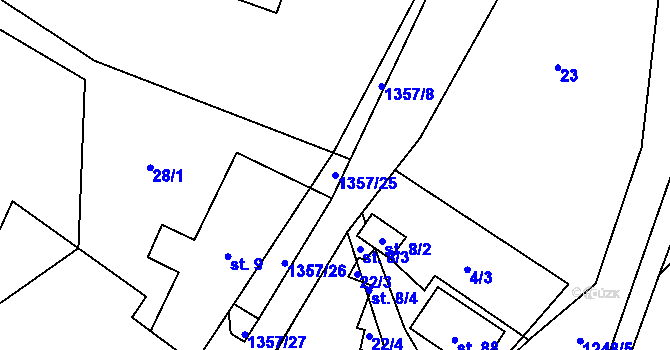 Parcela st. 1357/25 v KÚ Tošovice, Katastrální mapa